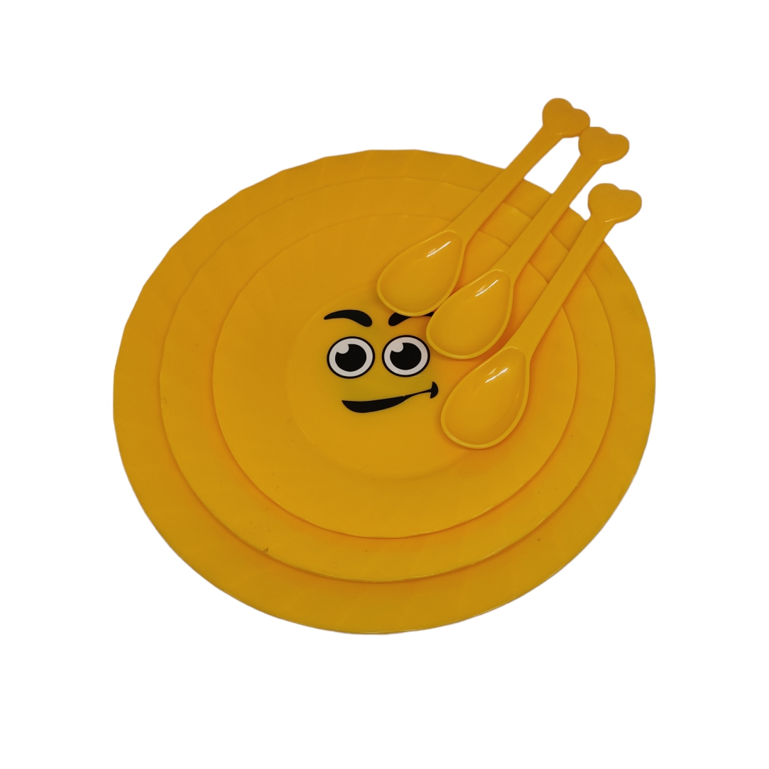 Σετ-3τμχ-Ρηχά-Πιάτα-Στρογγυλά-με-Κουτάλι-Meng-Dan