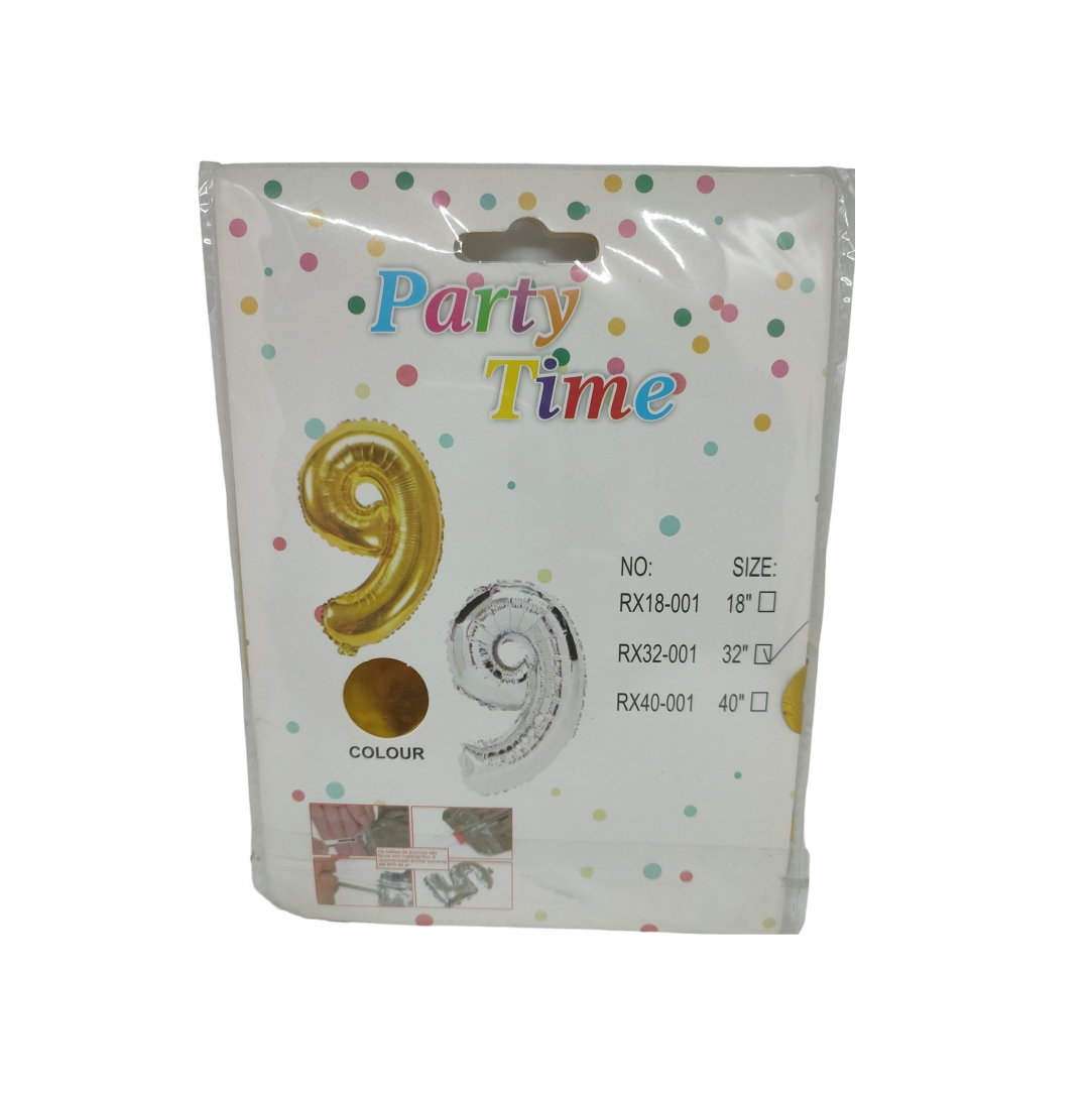 Μπαλόνι-Γενεθλίων-Party-Time-32-Αριθμός-9-RX32-001